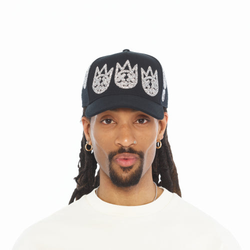 Cult of Individuality Silver Multi Crystal Logo Black Trucker